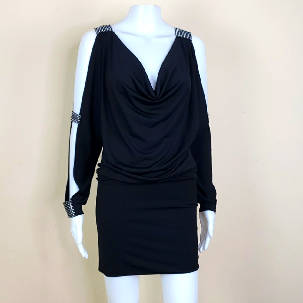 LBD Black Club Mini Dress Embellishments NWOT